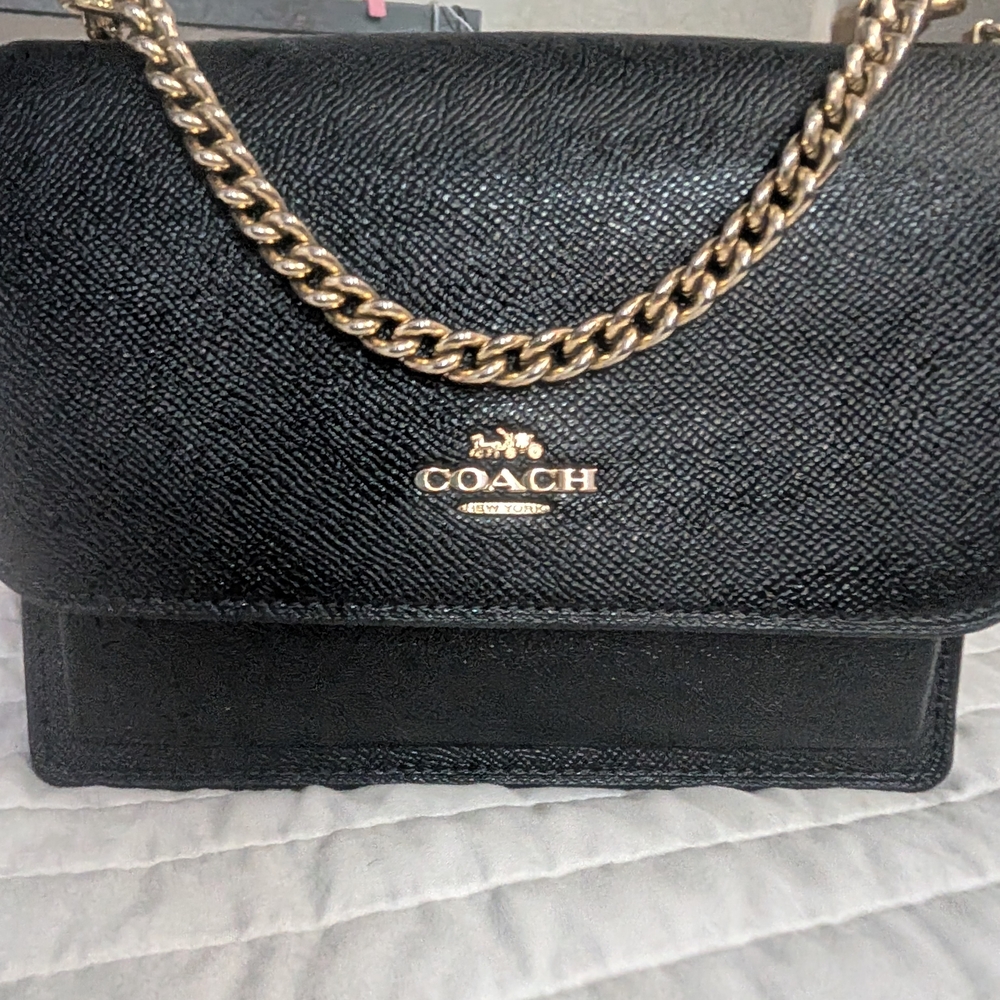 Coach Black Crossbody Bag with Gold Chain